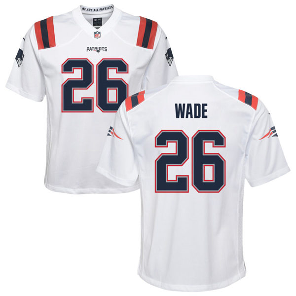 Youth New England Patriots #26 Shaun Wade Nike White Limited Jersey 