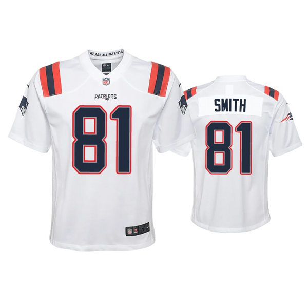 Youth New England Patriots #81 Jonnu Smith Nike White Limited Jersey 