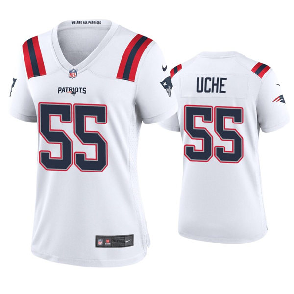 Womens New England Patriots #55 Josh Uche Nike White Limited Jersey