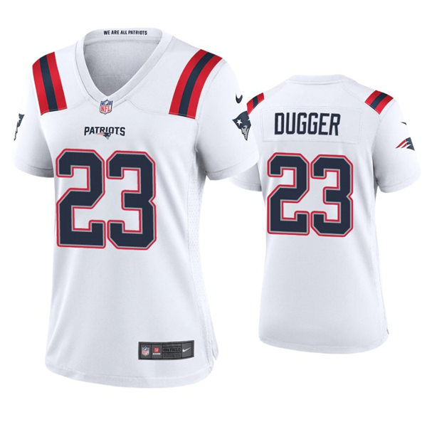 Womens New England Patriots #23 Kyle Dugger Nike White Limited Jersey 
