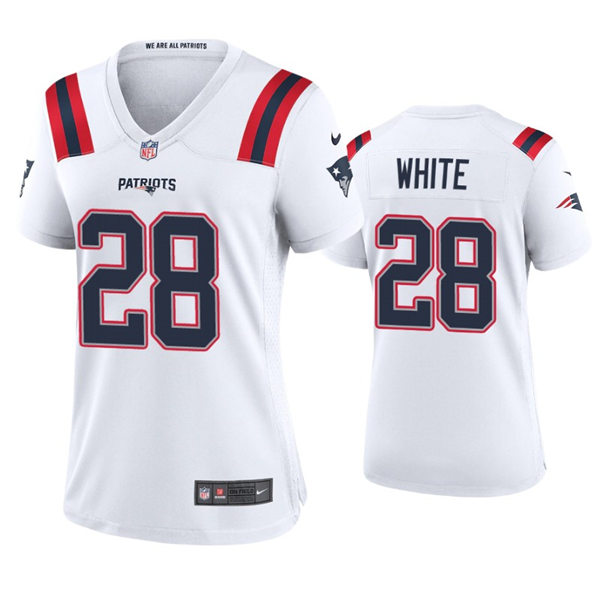 Womens New England Patriots #28 James White Nike White Limited Jersey