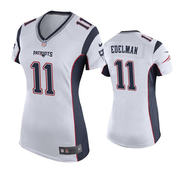 Womens New England Patriots #11 Julian Edelman Nike White Retro Limited Jersey 