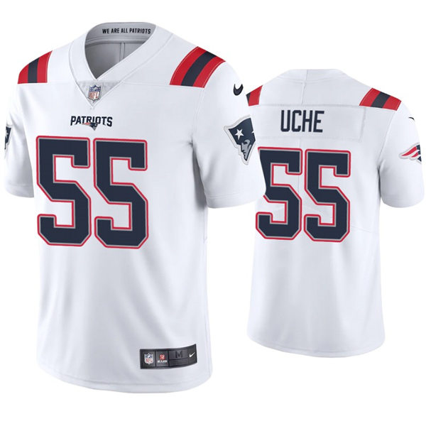 Mens New England Patriots #55 Josh Uche Nike White Vapor Untouchable Limited Jersey 