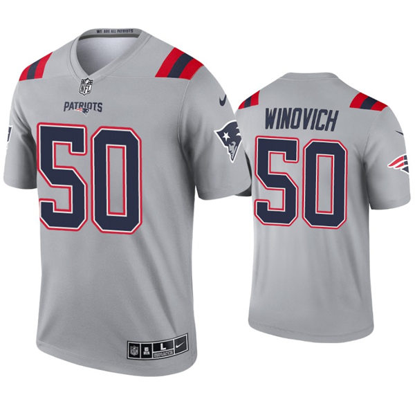 Mens New England Patriots #50 Chase Winovich Nike 2021 Gray Inverted Legend Jersey