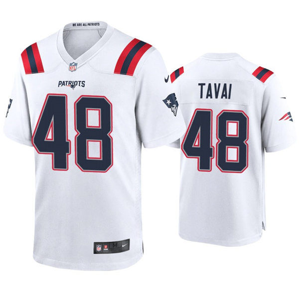 Mens New England Patriots #48 Jahlani Tavai Nike White Vapor Untouchable Limited Jersey 