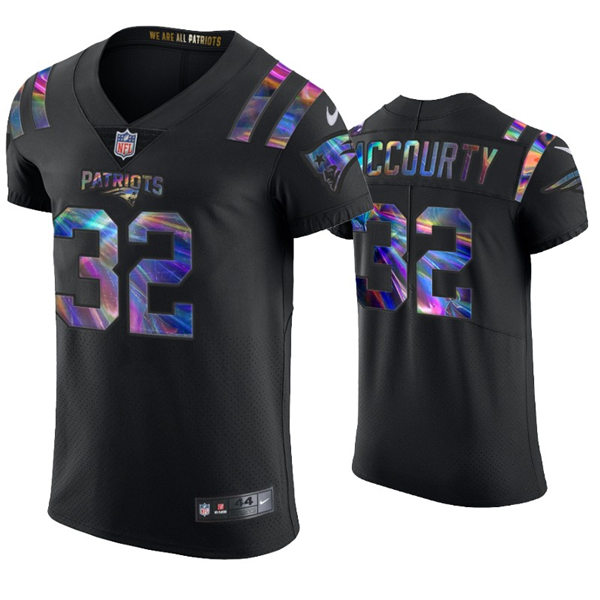 Mens New England Patriots #32 Devin McCourty Nike Black Holographic Edition Jersey