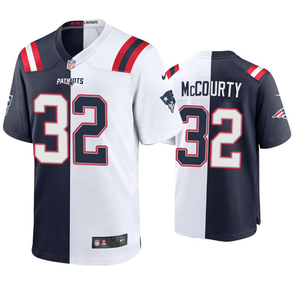 Mens New England Patriots #32 Devin McCourty Nike Navy White Split Two-Tone Jersey