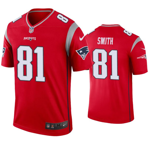 Mens New England Patriots #81 Jonnu Smith Nike Red Inverted Legend Jersey