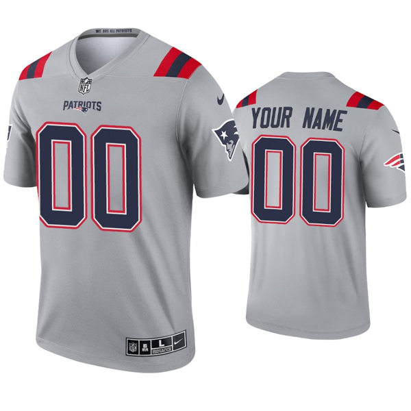 Mens New England Patriots Custom Nike 2021 Grey Inverted Legend Jersey