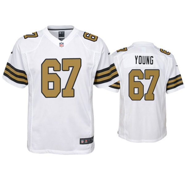 Youth New Orleans Saints #67 Landon Young Nike White Color Rush Jersey