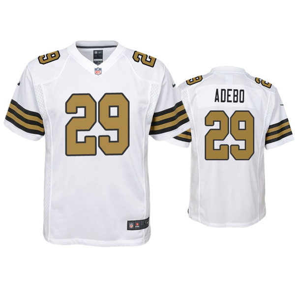 Youth New Orleans Saints #29 Paulson Adebo Nike White Color Rush Jersey