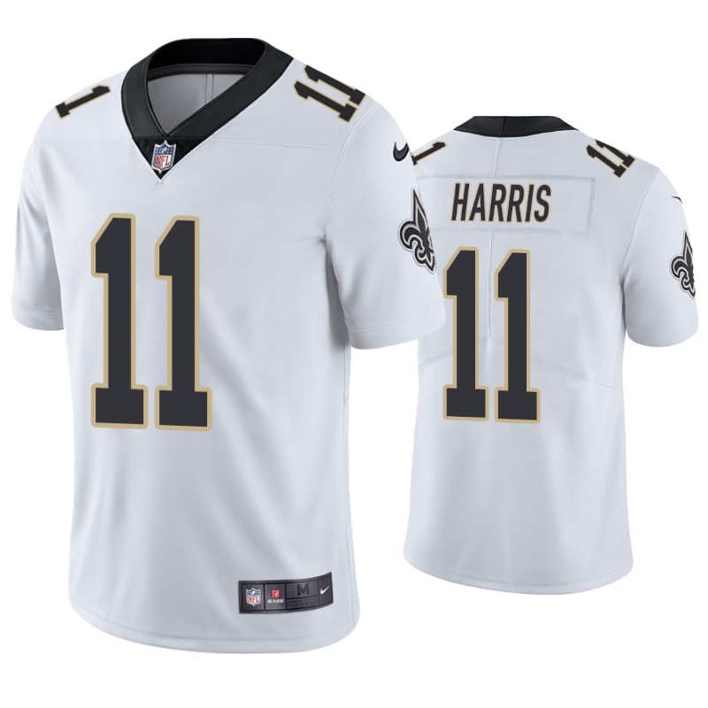 Mens New Orleans Saints #11 Deonte Harris Nike White Vapor Untouchable Limited Jersey