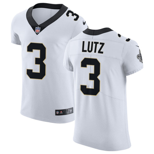 Mens New Orleans Saints #3 Wil Lutz Nike White Vapor Untouchable Limited Jersey 