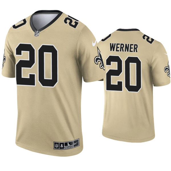 Mens New Orleans Saints #20 Pete Werner Nike Gold Inverted Legend Jersey