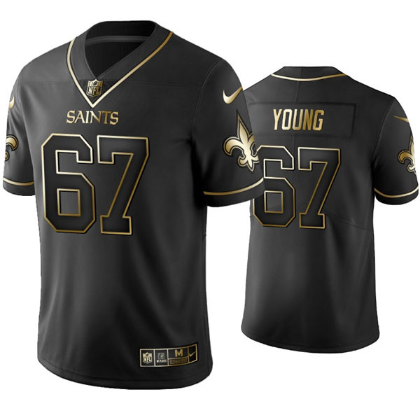 Mens New Orleans Saints #67 Landon Young Nike Black Golden Edition Vapor Limited Jersey