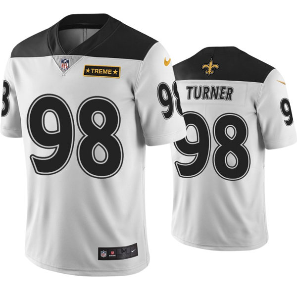 Mens New Orleans Saints #98 Payton Turner Nike Black White City Edition Vapor Limited Jersey