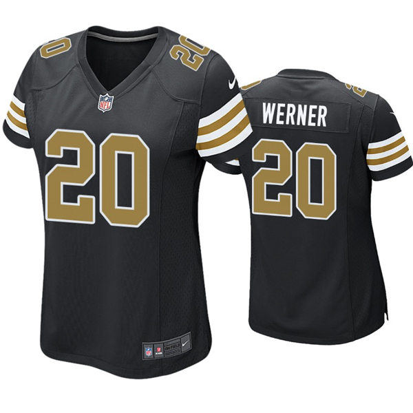 Womens New Orleans Saints #20 Pete Werner Nike Black Alternate Stripe Sleeves Limited Jersey