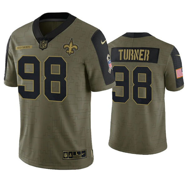 Mens New Orleans Saints #98 Payton Turner Nike Olive 2021 Salute To Service Limited Jersey