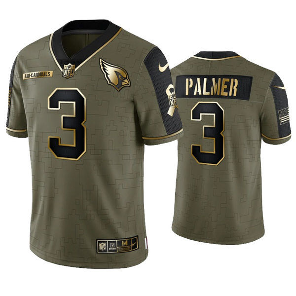 Mens Arizona Cardinals Retired Player #3 Carson Palmer Nike 2021 Olive Golden Salute To Service Limited Jersey