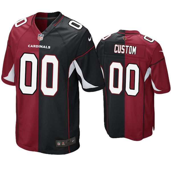 Mens Arizona Cardinals Custom Nike Cardinal Black Split Two-Tone Jersey