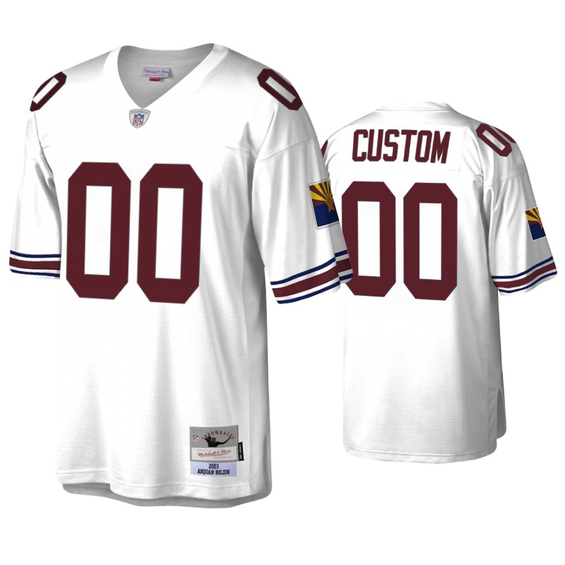 Mens Arizona Cardinals Custom Mitchell&Ness White Stitched Legacy Throwback Jersey