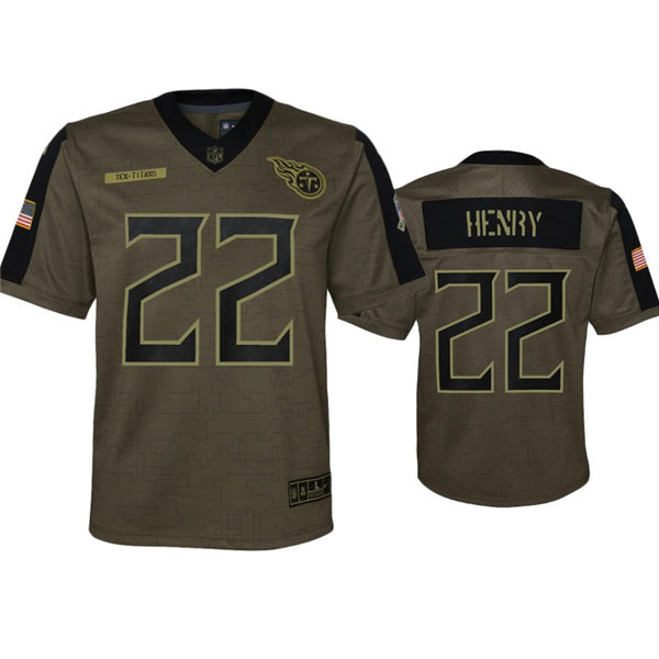 Youth Tennessee Titans #22 Derrick Henry Nike Olive 2021 Salute To Service Jersey