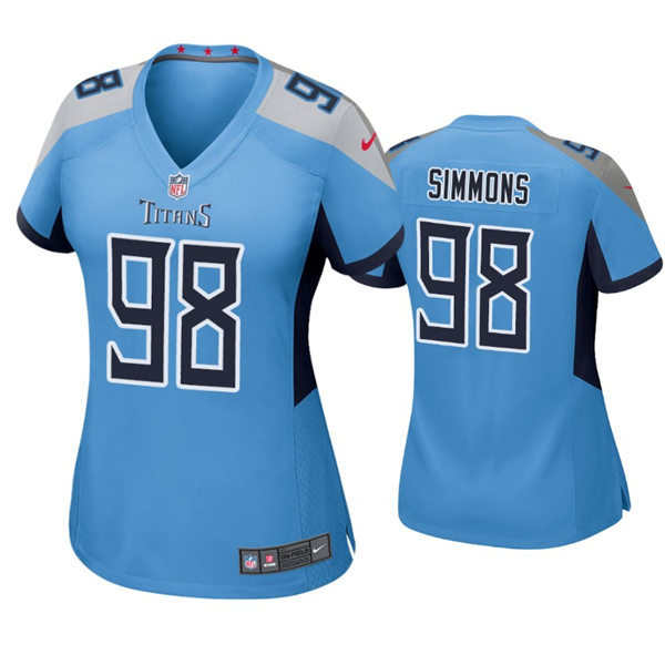 Womens Tennessee Titans #98 Jeffery Simmons Nike Light Blue Alternate Limited Stitched Jersey