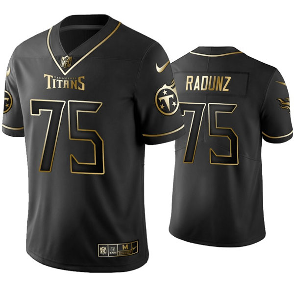 Mens Tennessee Titans #75 Dillon Radunz Nike Black Golden Edition Vapor Limited Jersey