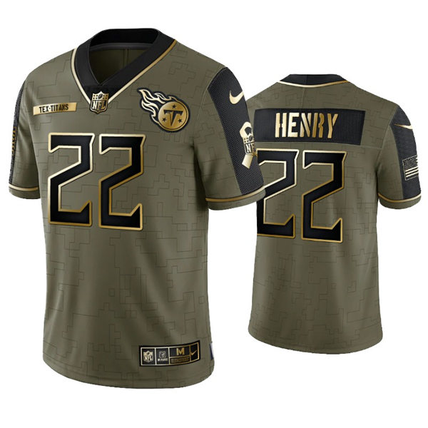 Mens Tennessee Titans #22 Derrick Henry Nike 2021 Olive Golden Salute To Service Limited Jersey