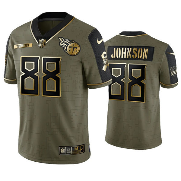 Mens Tennessee Titans #88 Marcus Johnson Nike 2021 Olive Golden Salute To Service Limited Jersey