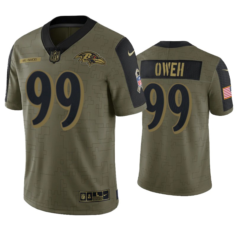 Mens Baltimore Ravens #99 Odafe Oweh Nike Olive 2021 Salute To Service Limited Jersey