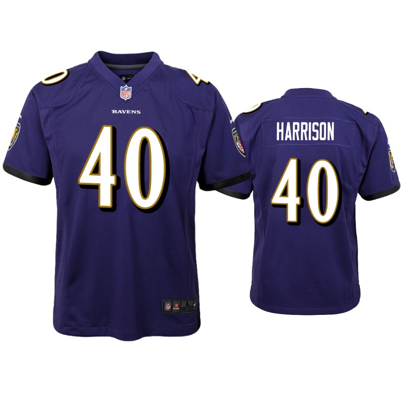 Youth Baltimore Ravens #40 Malik Harrison Nike Purple Limited Jersey