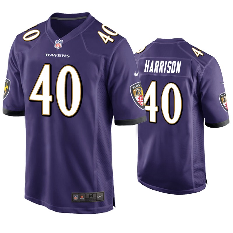 Mens Baltimore Ravens #40 Malik Harrison Nike Purple Vapor Limited Player Jersey