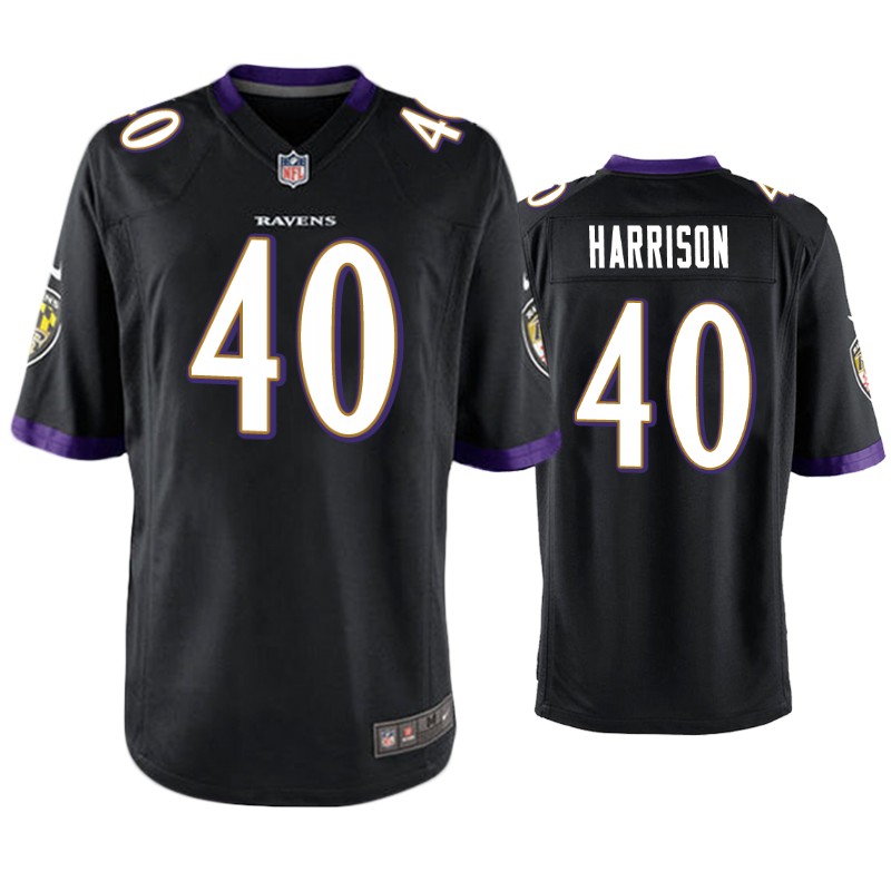 Mens Baltimore Ravens #40 Malik Harrison Nike Black Alternate Vapor Limited Player Jersey