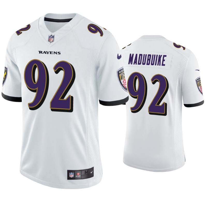 Mens Baltimore Ravens #92 Justin Madubuike Nike White Vapor Limited Player Jersey