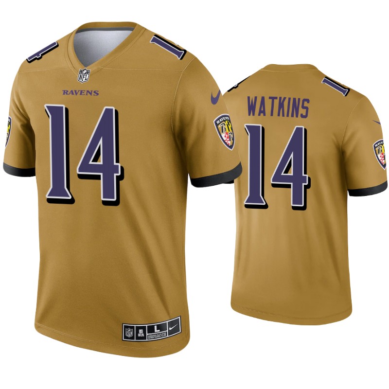Mens Baltimore Ravens #14 Sammy Watkins Nike Gold Inverted Legend Jersey