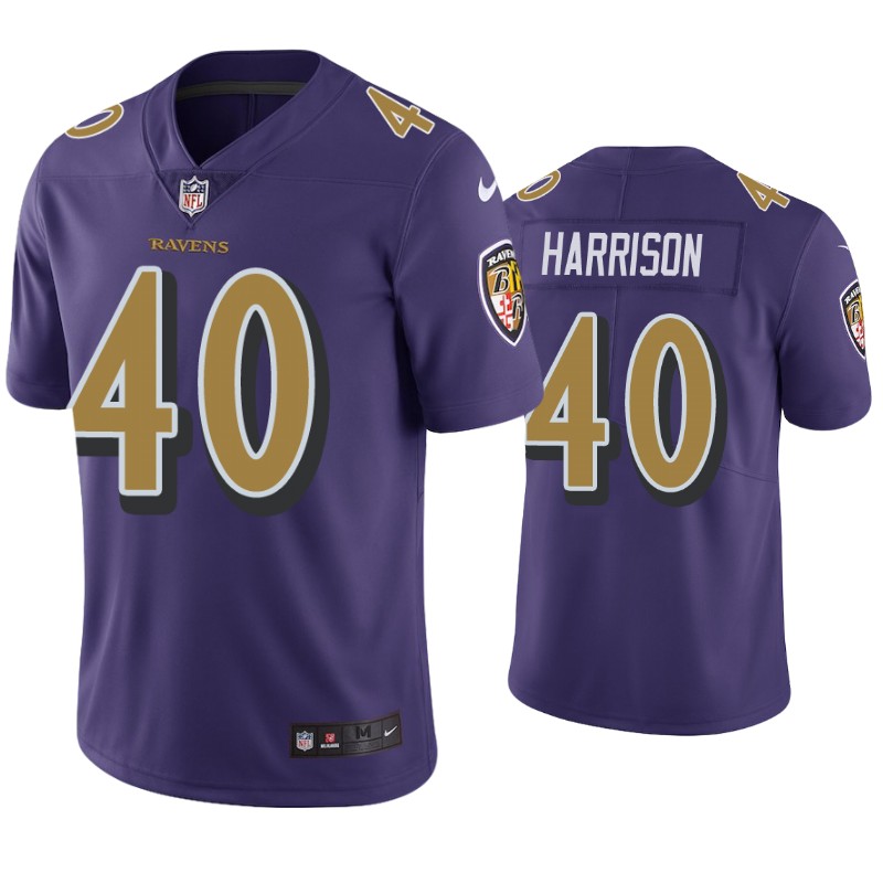 Mens Baltimore Ravens #40 Malik Harrison Nike Purple Color Rush Player Limited Jersey