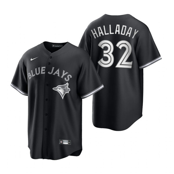 Mens Toronto Blue Jays #32 Roy Halladay Nike 2021 Black Fashion Jersey