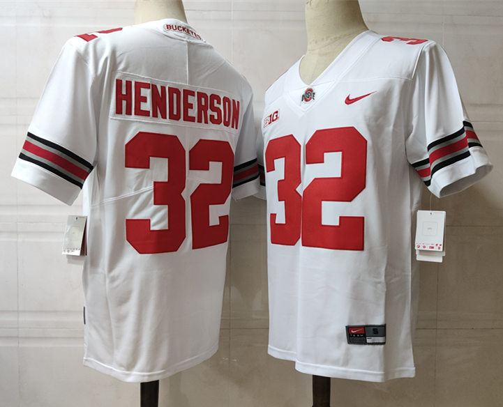 Youth Ohio State Buckeyes #32 TreVeyon Henderson Nike White Football Jersey