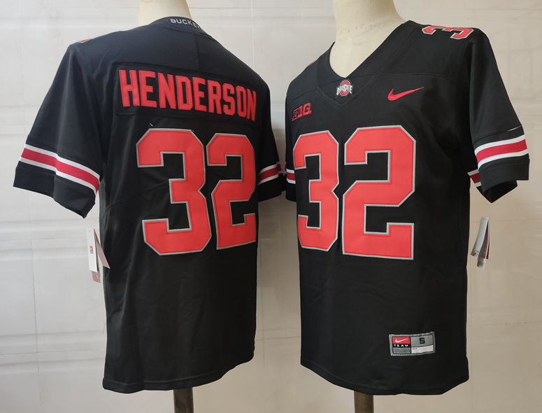 Youth Ohio State Buckeyes #32 TreVeyon Henderson Nike Blackout Football Jersey