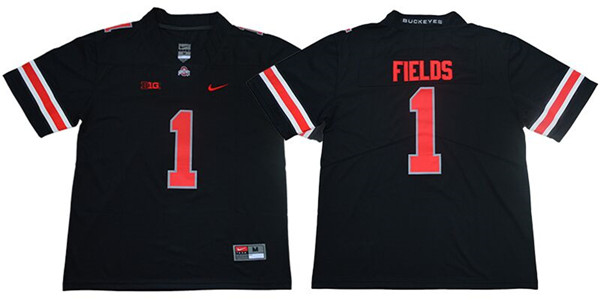 Youth Ohio State Buckeyes #1 Justin Fields Nike Blackout Football Jersey