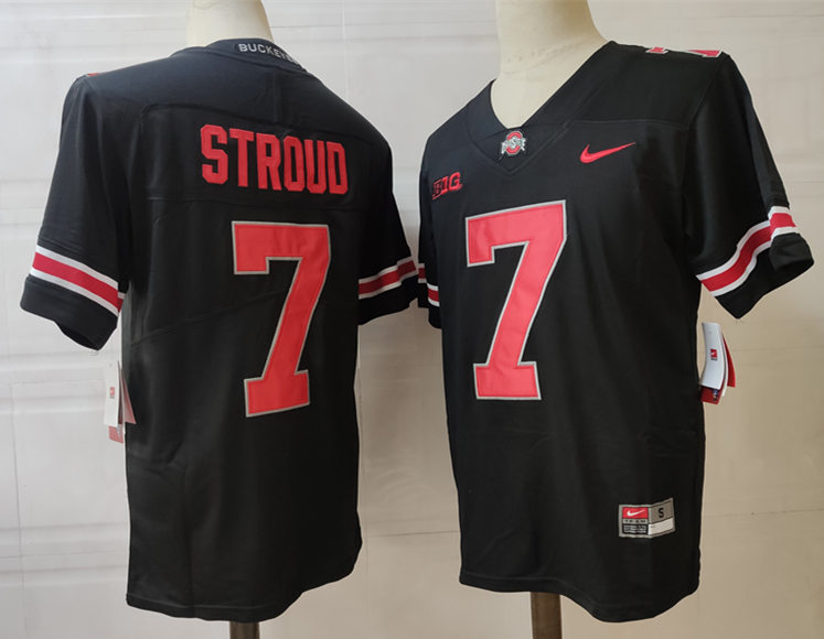 Youth Ohio State Buckeyes #7 C.J. Stroud Nike Blackout Football Jersey