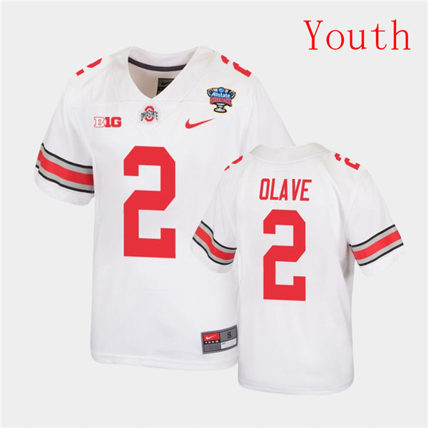 Youth Ohio State Buckeyes #2 Chris Olave Nike White Football Jersey