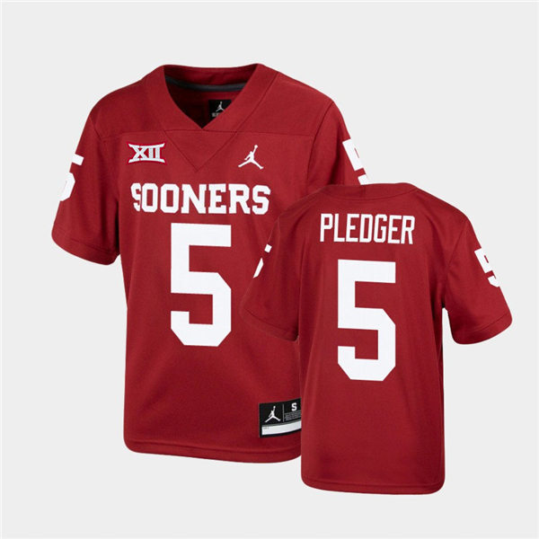 Youth Oklahoma Sooners #5 T.J. Pledger Crimson Jordan Brand Football Jersey