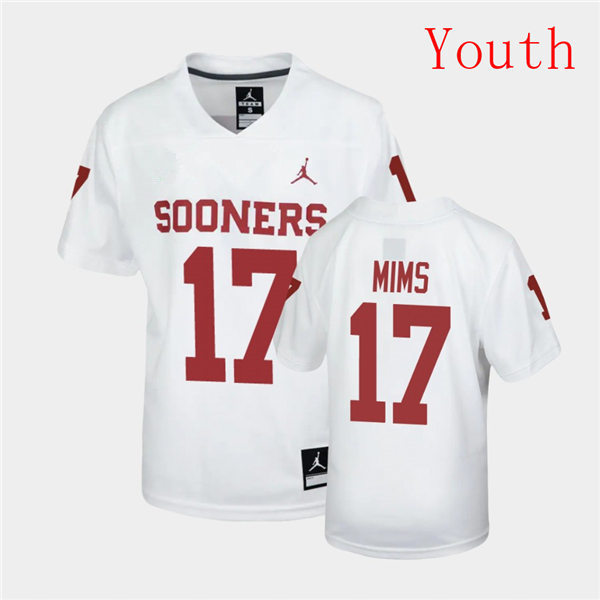 Youth Oklahoma Sooners #17 Marvin Mims White Jordan Brand Football Jersey