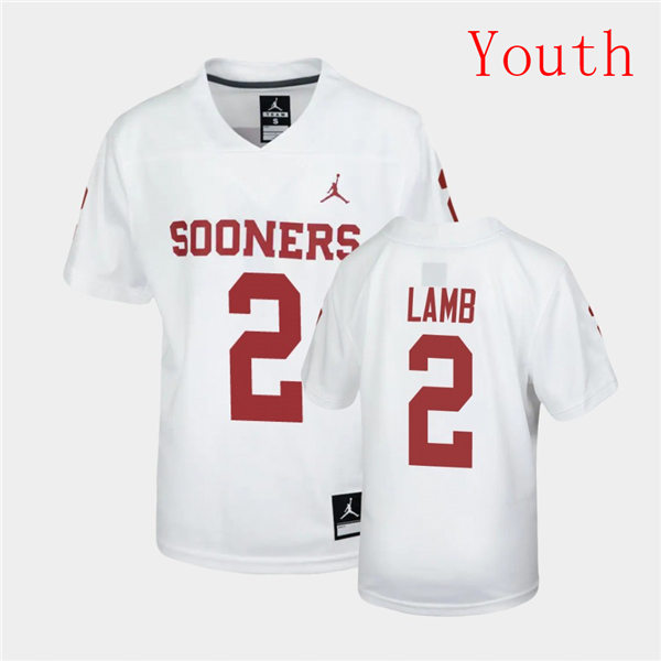 Youth Oklahoma Sooners #2 CeeDee Lamb White Jordan Brand Football Jersey