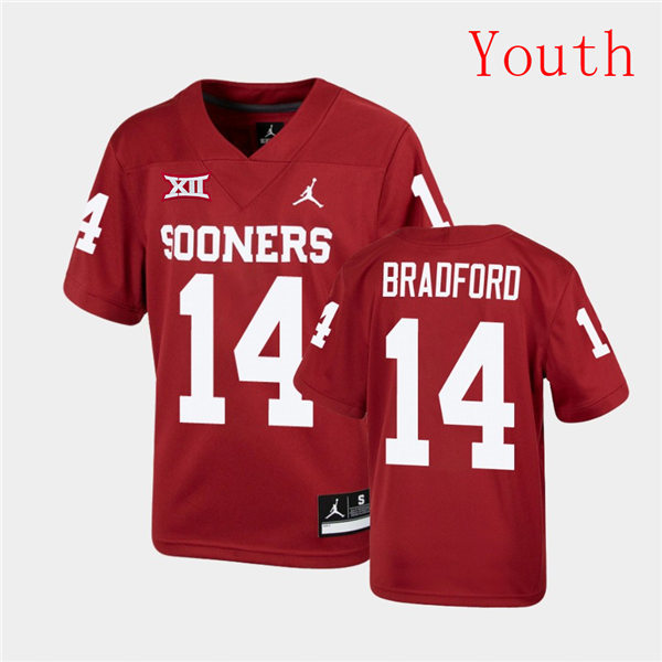 Youth Oklahoma Sooners #14 Sam Bradford Crimson Jordan Brand Football Jersey