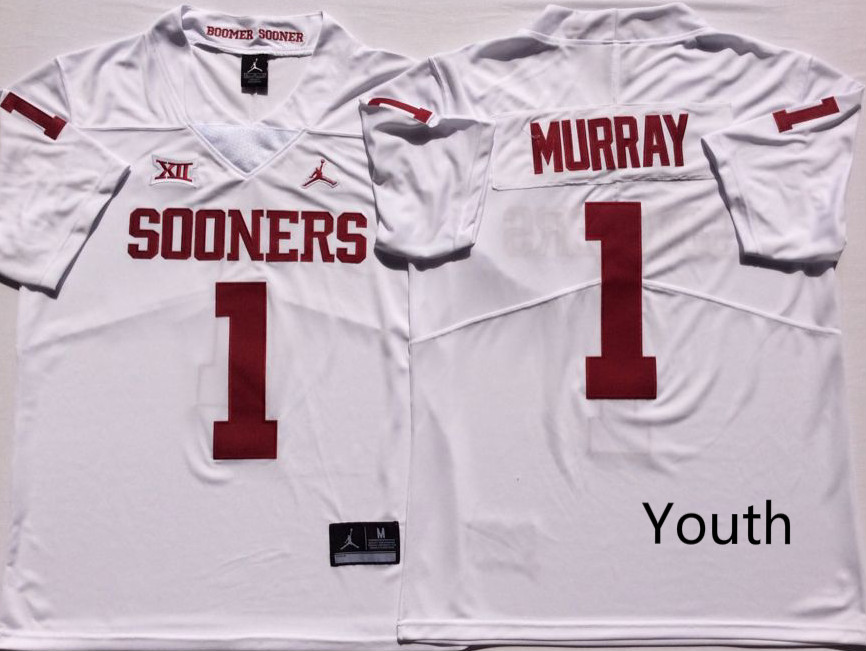 Youth Oklahoma Sooners #1 Kyler Murray White Jordan Brand Football Jersey