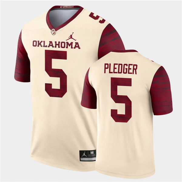 Men Oklahoma Sooners #5 T.J. Pledger Jordan Brand Cream Alternate Legend Football Jersey