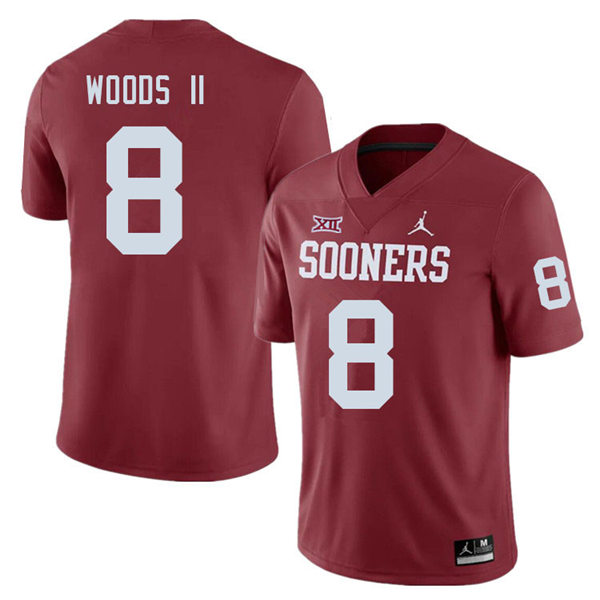 Men Oklahoma Sooners #8 Michael Woods II Crimson Jordan College Football Game Jersey